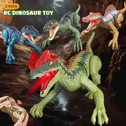 Remote Control Dinosaur Toys RC Electric Walking Jurassic Dinosaur Simulation Velociraptor Toy with LED Light Roaring for Kids