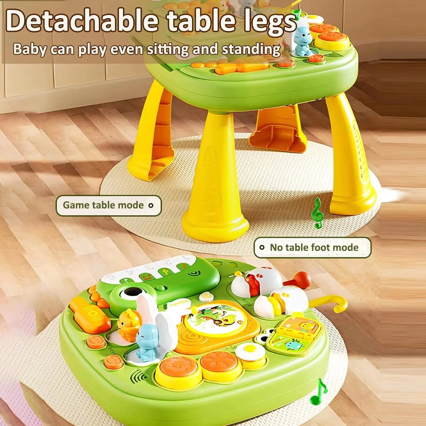 Montessori Dinosaur Activity Table for Babies - Musical Piano, Lights & Sound,Early Learning Toy for 1-3 Years,Sensory Play,Gift