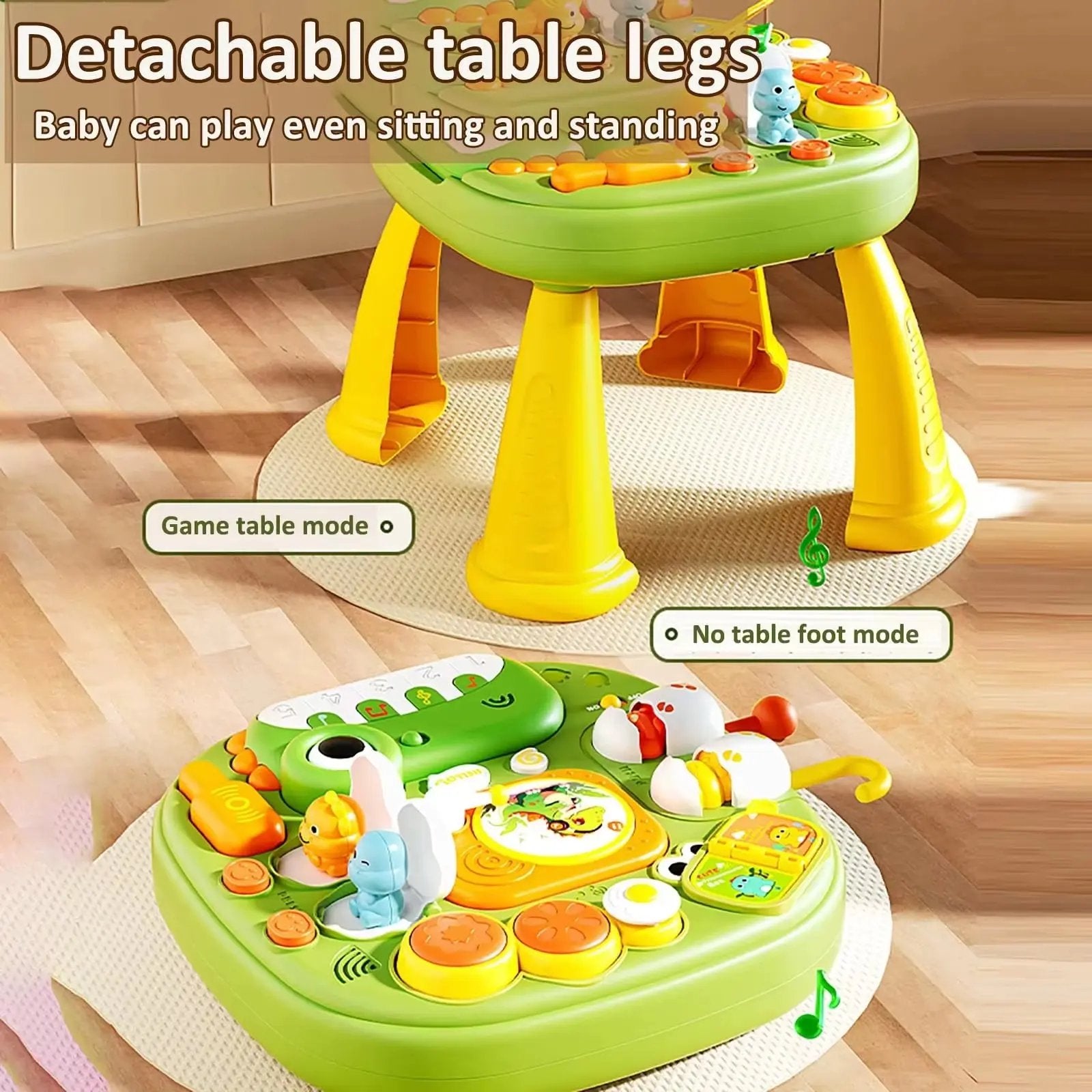 Montessori Dinosaur Activity Table for Babies - Musical Piano, Lights & Sound,Early Learning Toy for 1-3 Years,Sensory Play,Gift