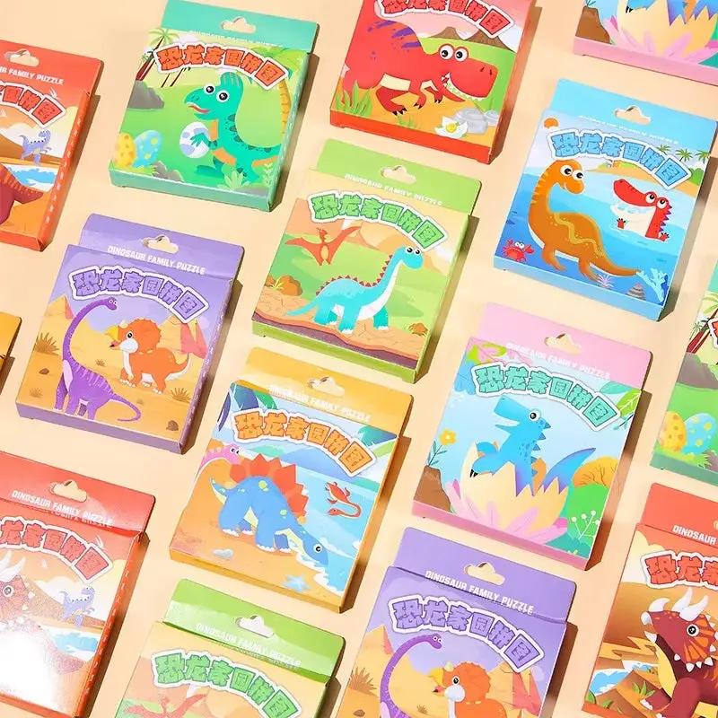 10 Boxes Cartoon Jungle Dinosaur Theme Paper Jigsaw Puzzle Toys for Kids Boy Birthday Party Favors Pinata Fillers School Prizes