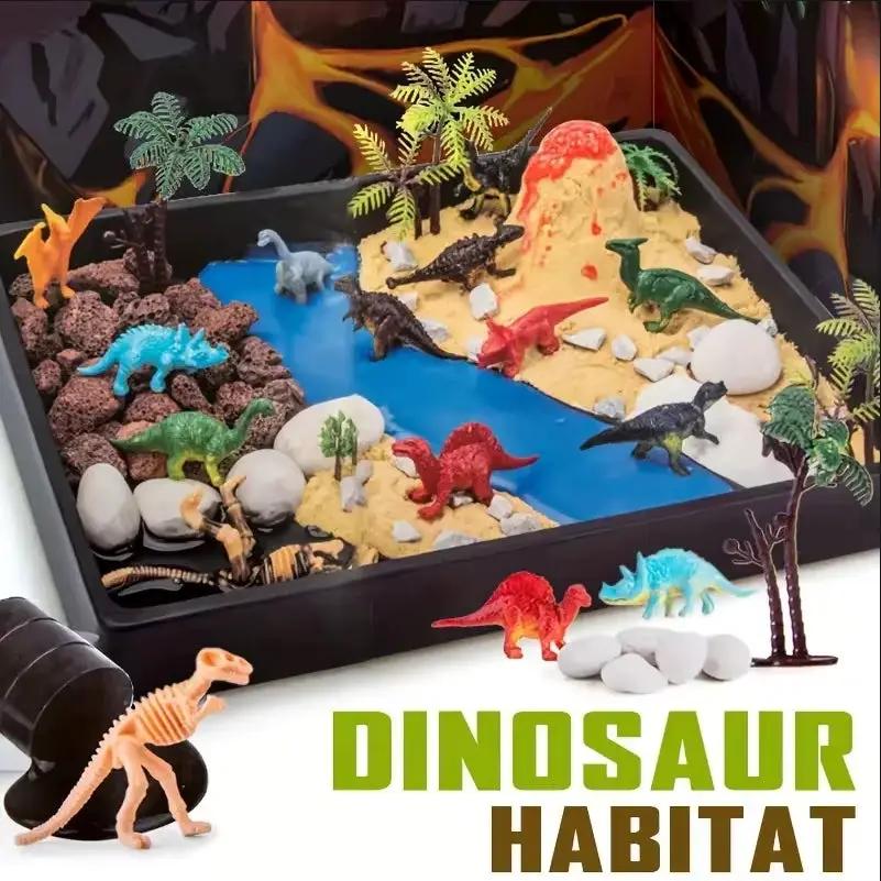 Dinosaur Habitat Experiment Set With,Encourages Creativity,Dinosaur Models to Develop Hands-On Skills,Jurassic Dinosaur Toys Set