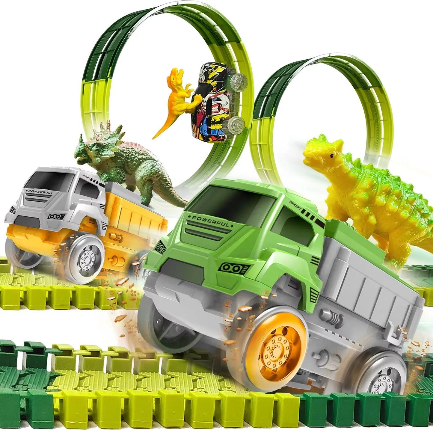 Magical Race Track Dinosaur Car Rail Racing Electronic Car Toys Flexible Track Toy Cars Educational Toys for Boys Birthday Gift