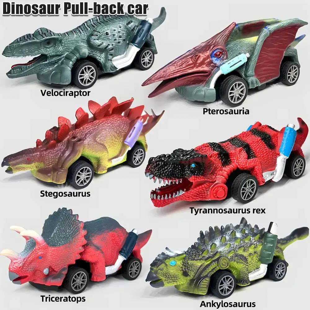 6- Pack ABS Dinosaur Revolving Toy Cars: Unbeatable Durability, Batteryless Design, and Soft - Rubber, Drop - Proof Build! Ide