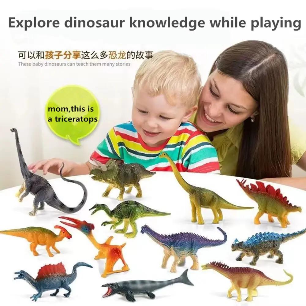 12Pcs/Set Updated Simulated Solid Dinosaurs Toy Model Realistic Brachiosaurus Tyrannosaurus Rex Toys for Children Christmas Gift