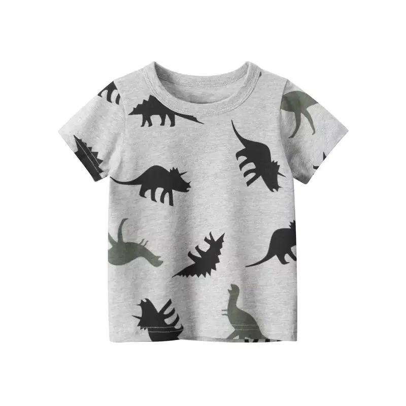 2 3 4 5 6 7 8 Years Kids Boys Clothes 100% Cotton Short Sleeve T-Shirts Dinosaur Cartoon Children Clothes Kids Summer Clothing