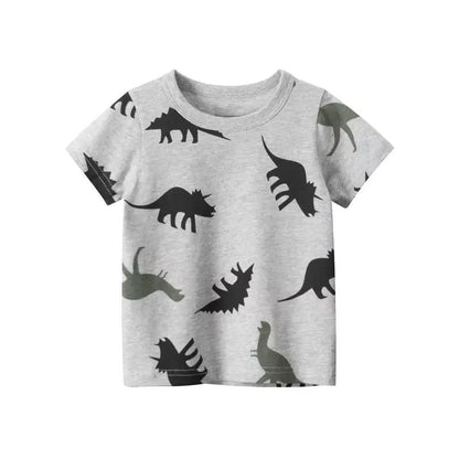 2 3 4 5 6 7 8 Years Kids Boys Clothes 100% Cotton Short Sleeve T-Shirts Dinosaur Cartoon Children Clothes Kids Summer Clothing