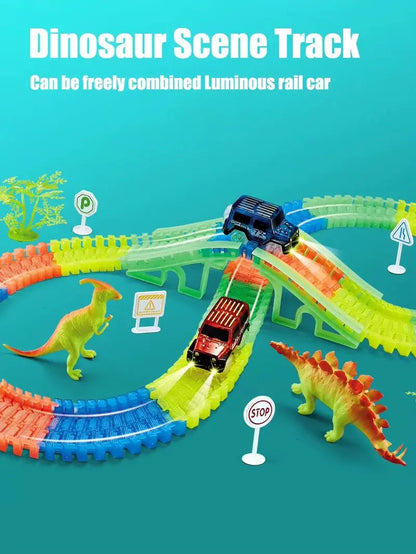 Luminous Dinosaur Track Assemblylittle Car Emit Light Mountain Road Railkids Puzzle Playful Toy Boys Christmasbirthday Gift