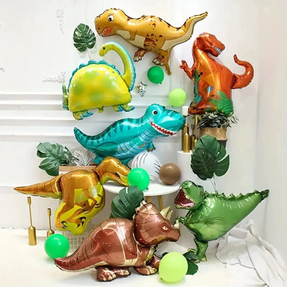 6Pcs Mini Dinosaur Tyrannosaurus Rex Triceratops Balloon Set Jurassic Jungle Dinosaur Theme Boys Birthday Party Decoration