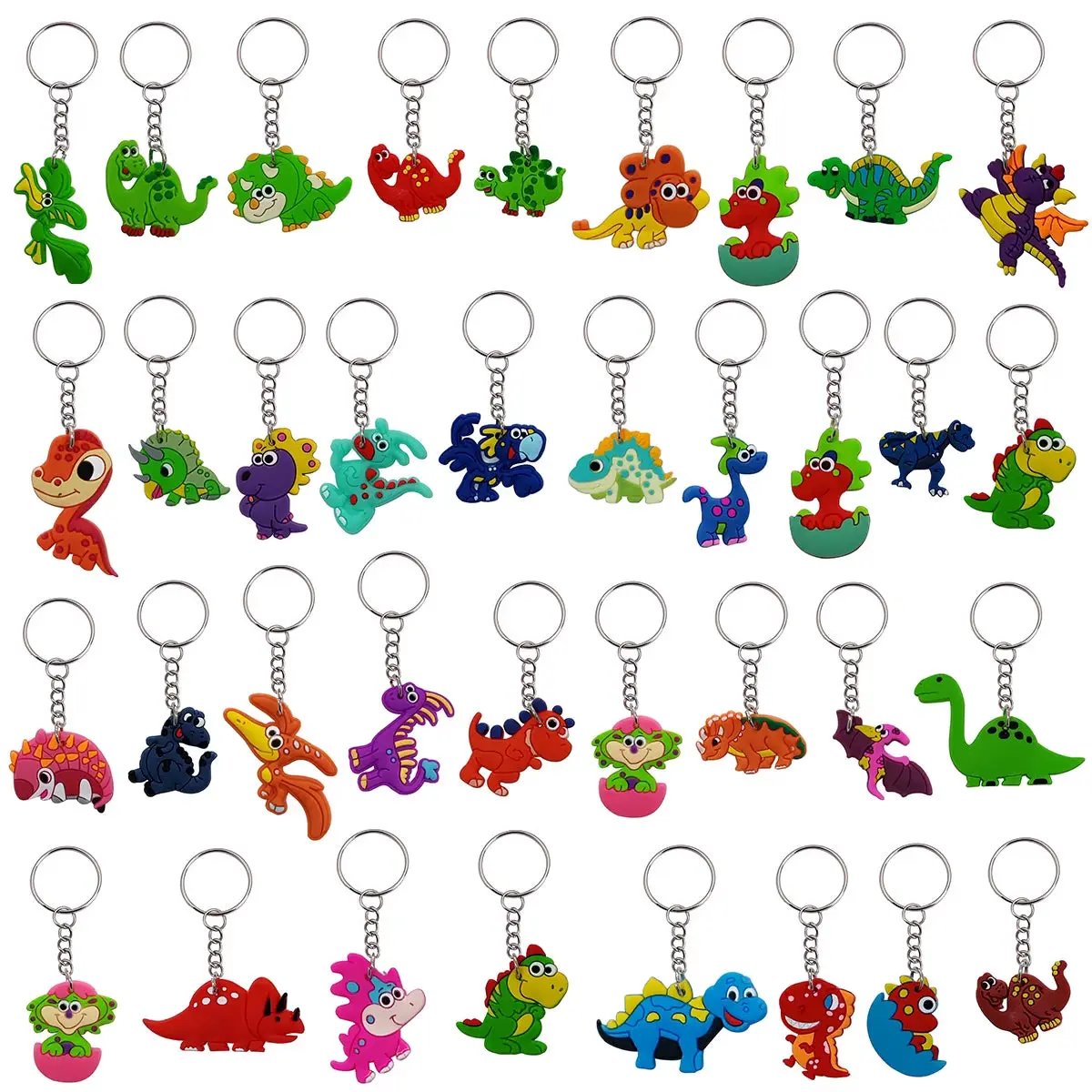 36Pcs Cartoon Animal Key Chain, Mini Cute Dinosaur Keyring Classroom Prizes,Ornament Purse Bag Handbag ，Birthday Party Favors