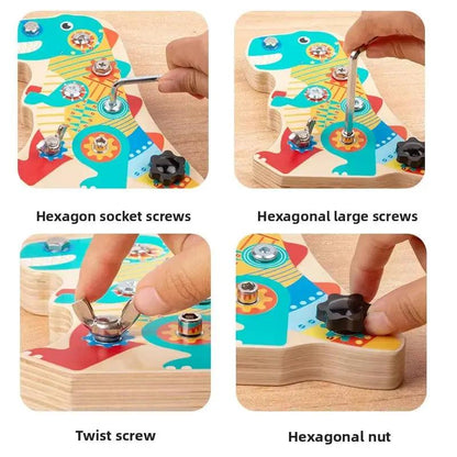 Creative Wooden Dinosaur Screw Assembly Toy Early Education Montessori Concept Learning Tool for Kids Hand Skills Development