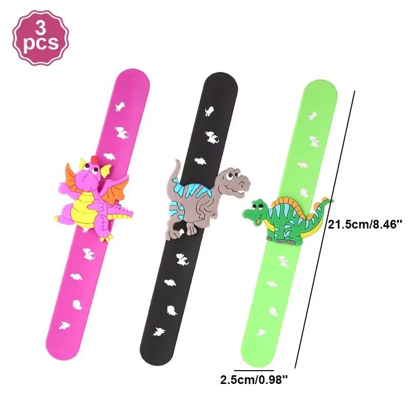 Dinosaur Party Goodie Bags Fillers Tattoo Keychain Rubber Slap Bracelet Dino Ring Kids Dinosaur Birthday Party Supplies Gift Toy