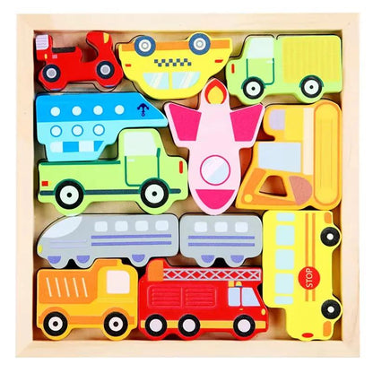 Hot New 3D Puzzle Wooden Toys Baby Learning Educational Hand Grasp Board Cartoon Animal Fruit and Vegetable Jigsaw Toy Gifts