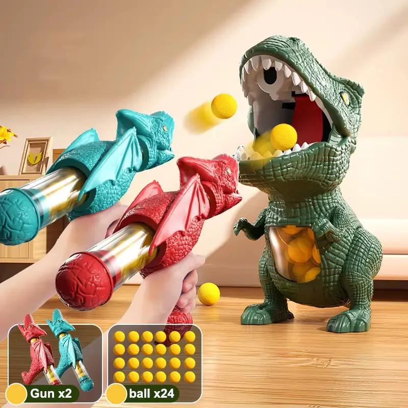 Kid Dinosaur Shooting Transporter Truck Tyrannosaurus Rex Ball Soft Bullet Gun Parent Child Interactive Puzzle Outdoor Sport Toy