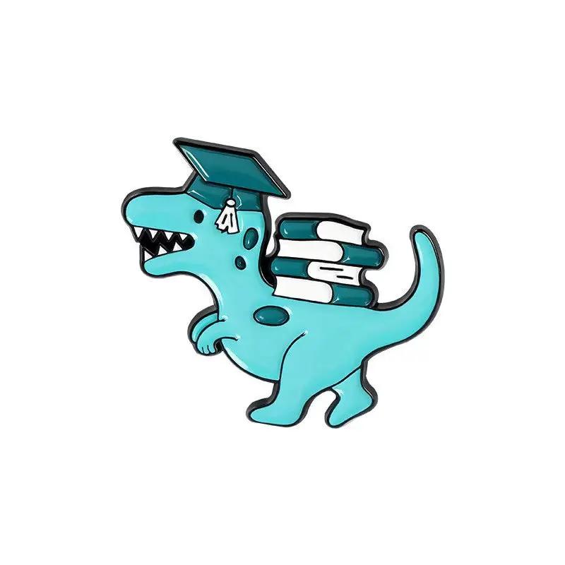 Dinosaur Series Enamel Pins Book Skate Rock LGBT Animal Brooches Lapel Badges Funny Cartoon Jewelry Gifts for Children Wholesale