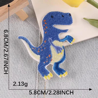 1 Pcs Cute Dinosaur Embroiled Fabric Patch Self-Adhesive Cloth Bag DIY Clothing Shoes and Hats Fusible Embroidered Patches