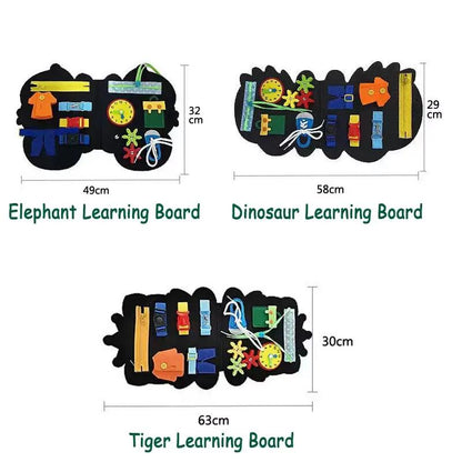 Children Busy Board Montessori Toys Dinosaur Dressing Learning Board Fine Motor Skills Training Sensory Early Education Toy Gift