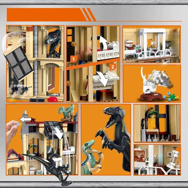 Dinosaur Park Tyrannical Dragon Attacks the Manor Creative Building Blocks Toy Children'S Puzzle Assembly for Kids Gifts 75930