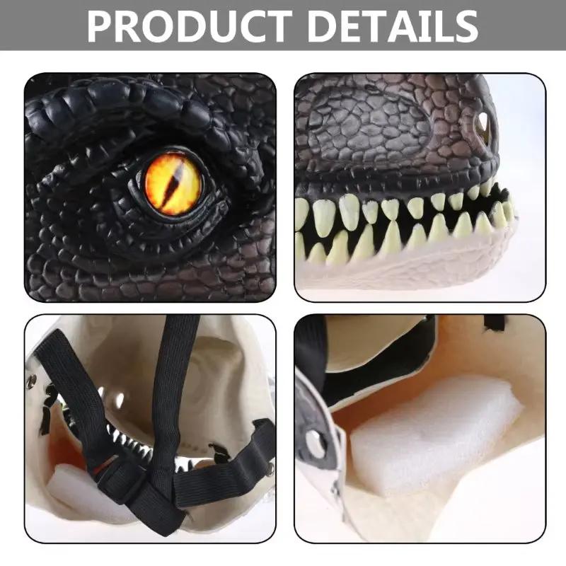 Cosplay Dinosaur Mask Realistic Tyrannosaurus Rex Masks with Moving Jaw for Party Halloween Gift for Jurassic Fans 87HA