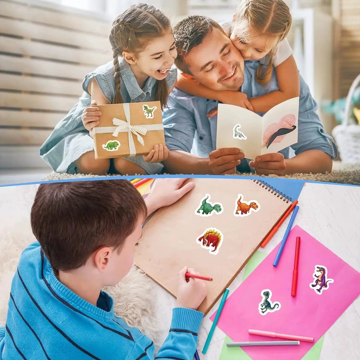 500Pcs Cute Dinosaur Pattern Reward Encouragement Sticker Roll for Kids Motivational Stickers with Cute Animals for Students