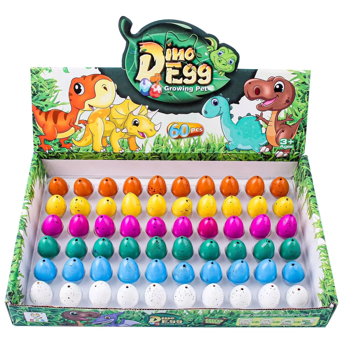 60Pcs Magic Dinosaur Eggs Hatching in Water Growing Dinosaur Egg Animal Breeding Educational Toys for Children Kids Gifts