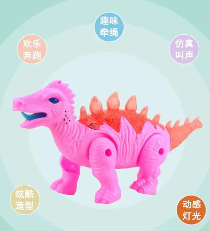 Electric Rope Dinosaur with Light Concert Running Cartoon Cable Cute Doll Dinosaur Boy and Girl Puzzle Toy