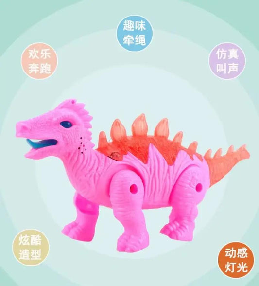 Electric Rope Dinosaur with Light Concert Running Cartoon Cable Cute Doll Dinosaur Boy and Girl Puzzle Toy