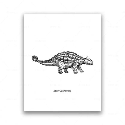 Dinosaur Sketch Paleontology Wall Art Canvas Painting Dinosaur Nordic Poster Print Wall Picture for Boy Kids Room Playroom Decor