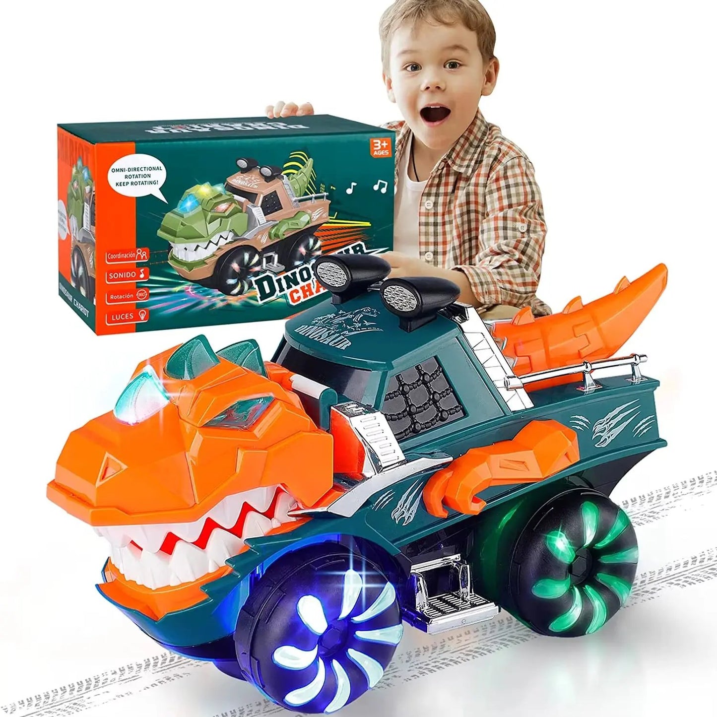 Dinosaur Car Toy for Kids - Electric Dancing Deformation Rotating Features Perfect Gift for Boys & Girls on Christmas or Birthda