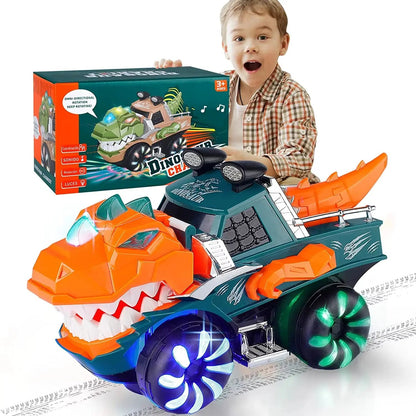 Dinosaur Car Toy for Kids - Electric Dancing Deformation Rotating Features Perfect Gift for Boys & Girls on Christmas or Birthda
