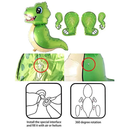 3D Standing Large Foil Dinosaur Tyrannosaurus Balloons Kids Dinosaur Birthday Party Decoration Inflatable Safari Favors Supplies