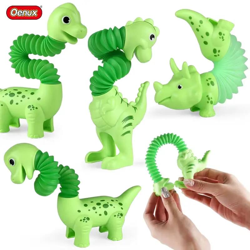 3PCS DIY Pop Tube Dinosaur Sensory Bendable Push It Decompression Pipe Anti-Stress Fidget Tubes Autism ADHD Bellows Toy Kid Gift