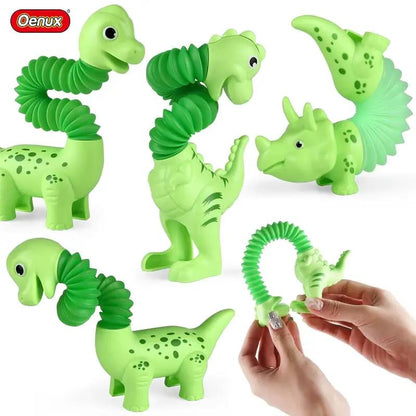 3PCS DIY Pop Tube Dinosaur Sensory Bendable Push It Decompression Pipe Anti-Stress Fidget Tubes Autism ADHD Bellows Toy Kid Gift