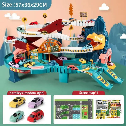 Electric Dinosaur Mountain Track Car Adventure Game Racing Rail Car Toys Track Interactive Train Children'S Educational Toys