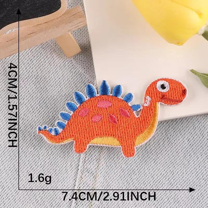 1 Pcs Cute Dinosaur Embroiled Fabric Patch Self-Adhesive Cloth Bag DIY Clothing Shoes and Hats Fusible Embroidered Patches