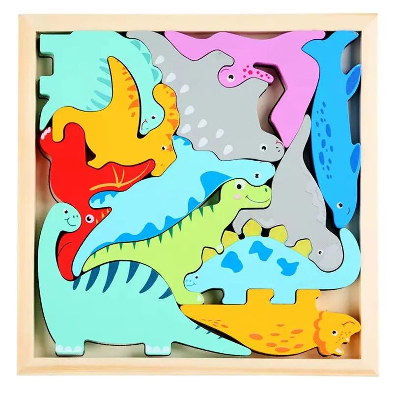 Hot New 3D Puzzle Wooden Toys Baby Learning Educational Hand Grasp Board Cartoon Animal Fruit and Vegetable Jigsaw Toy Gifts