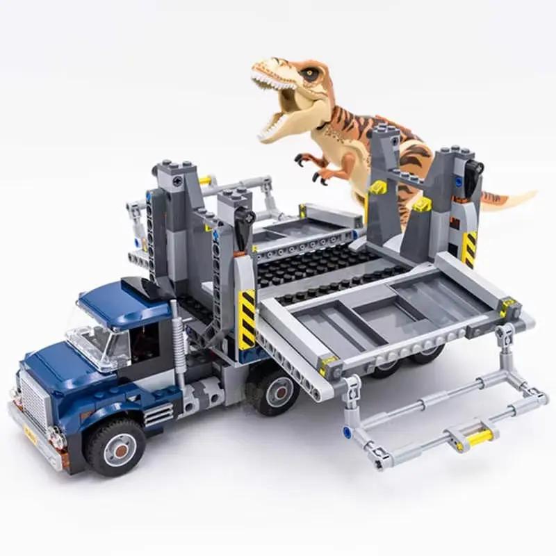New Dinosaur Park World Building Blocks Set Dinosaur Transportation Truck DIY Toys Children Birthday Party Gift for Boy and Girl