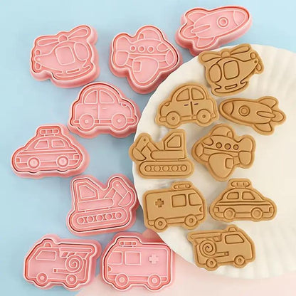 8 Pcs/Set Cookie Cutters Plastic 3D Dinosaur Shape Cartoon Pressable Biscuit Mold Cookie Stamp Kitchen Baking Pastry Bakeware