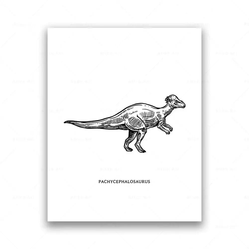 Dinosaur Sketch Paleontology Wall Art Canvas Painting Dinosaur Nordic Poster Print Wall Picture for Boy Kids Room Playroom Decor