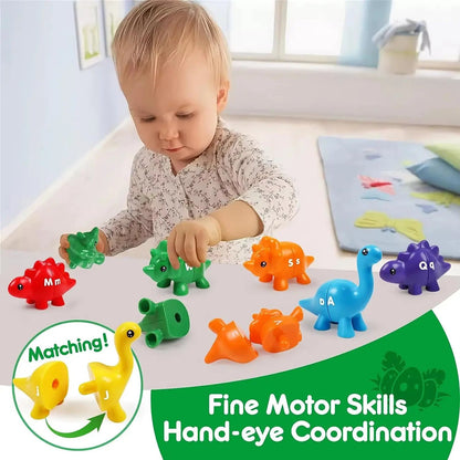 Matching Letters Dinosaur Toy Double-Sided ABC Letters Montessori Preschool Educational Fine Motor Toy Gift