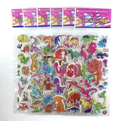 12 Sheets/Set 3D Dinosaur Stickers for Kids Toys Home Wall Decor Cartoon Sticker Scrapbooking Boys Notebook Diary Label