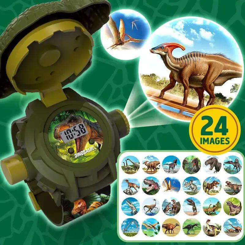 24 Prehistoric Dinosaur Images Projector Children Watches for Boys 3D Dinosaur Kids Watch Digital Clock Student Toys Gifts