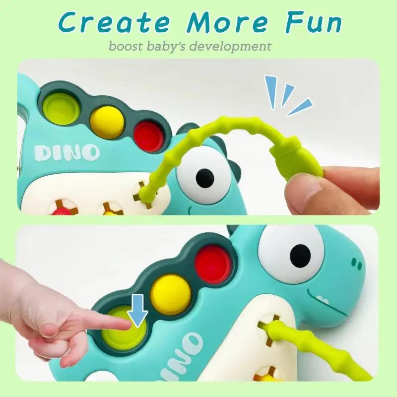 Montessori Toys for Babies 6 12 Months Dinosaur Pull String Toys Newborn Sensory Teething Toys Baby Fine Motor Development Games