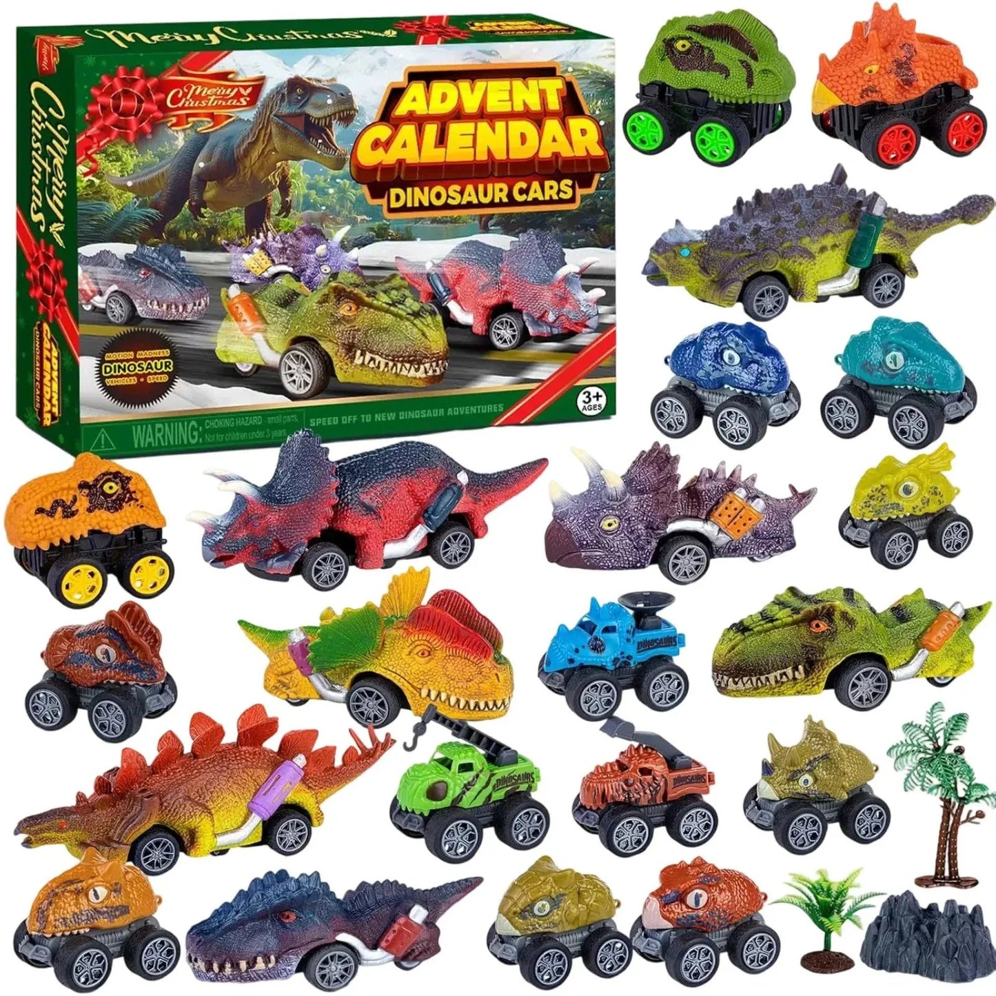 Christmas Advent Calendar Box 24 Day Dinosaur Car Models Ornaments Surprise Toys Boys Gift Holiday Party Supplies