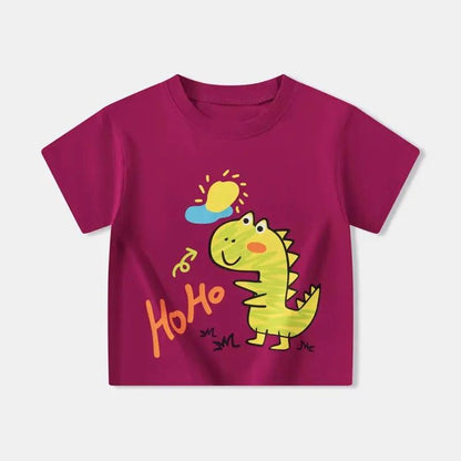 2025 Summer Children Boy Shorts Sleeve T-Shirts Cartoon Dinosaur Cotton Baby Boy Top 2-8 Years Kids Toddler Boy T Shirts Clothes