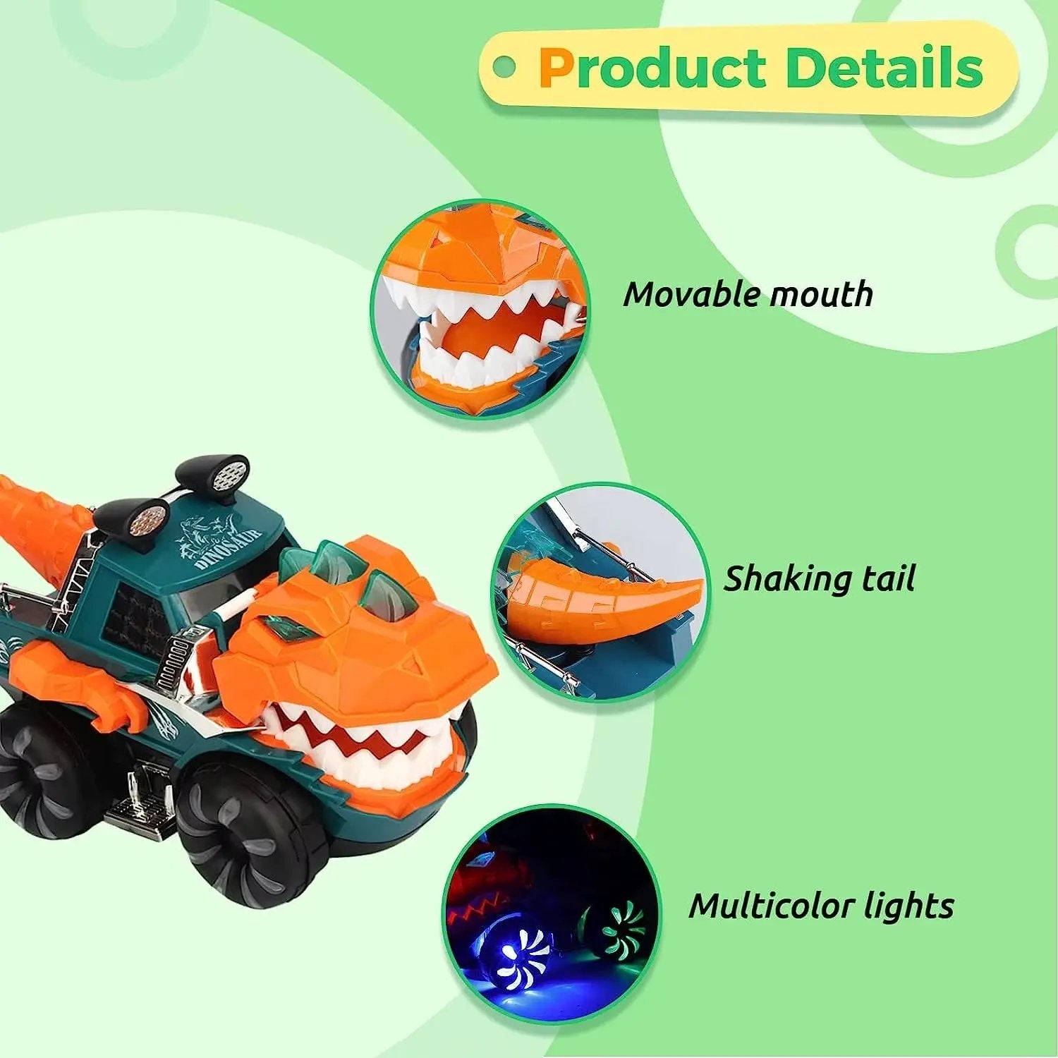 Dinosaur Car Toy for Kids - Electric Dancing Deformation Rotating Features Perfect Gift for Boys & Girls on Christmas or Birthda