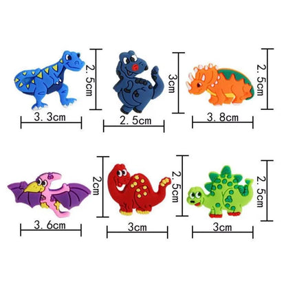 12Pcs Cartoon Dinosaur Rubber Rings Soft Dino Ring Kids Birthday Dinosaur Party Pinata Fillers Boys Girls Favors Suppies Toys