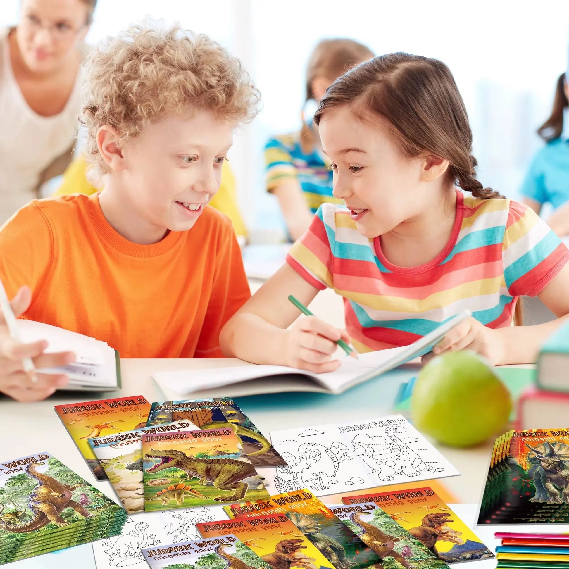 6/12/24Pcs Dinosaur Theme Graffiti Drawing Painting Books DIY Coloring Picture Books for Kids Gifts Birthday Party