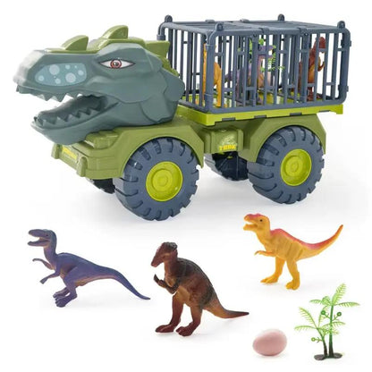 Dinosaur Truck Toys for Kids, Tyrannosaurus Transport Cars Playset with Pull Back Dino Cars, Ideal Gift for Boys and Girls