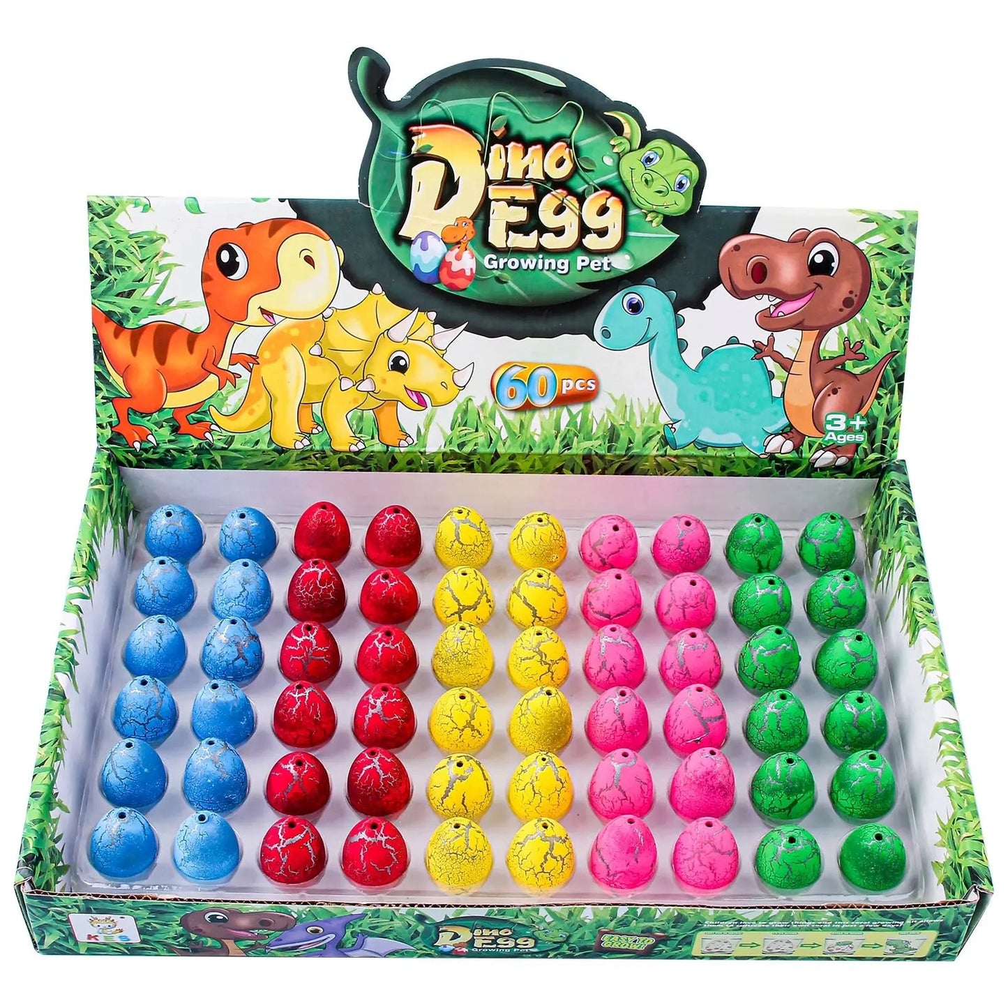 60Pcs Magic Dinosaur Eggs Hatching in Water Growing Dinosaur Egg Animal Breeding Educational Toys for Children Kids Gifts