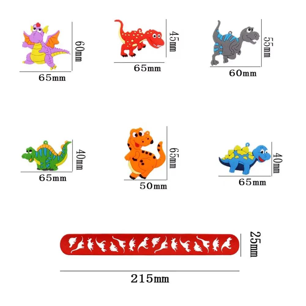 Dinosaur Party Goodie Bags Fillers Tattoo Keychain Rubber Slap Bracelet Dino Ring Kids Dinosaur Birthday Party Supplies Gift Toy